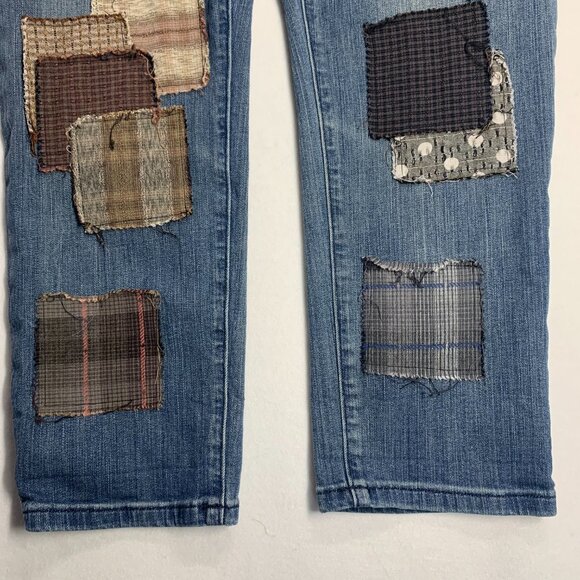 Michael Kors Jeans Boho Neutral Patched Ankle Gold Chain Refashioned Womens 14 - Picture 6 of 11